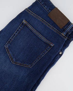 Loro Piana Menswear Blue Jeans with Brown Stitching Detail Size LP 33 (Size M)