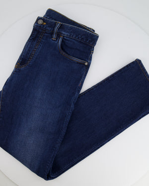 Loro Piana Menswear Blue Jeans with Brown Stitching Detail Size LP 33 (Size M)