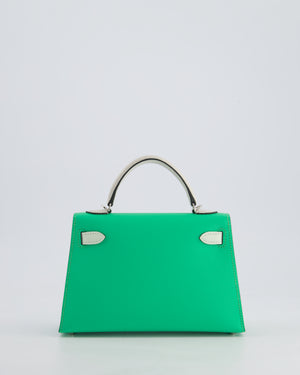Hermès Mini Kelly II Tricolour 20cm Bag In Vert Comics, Vert Fizz and Gris Pale Epsom Leather with Palladium Hardware