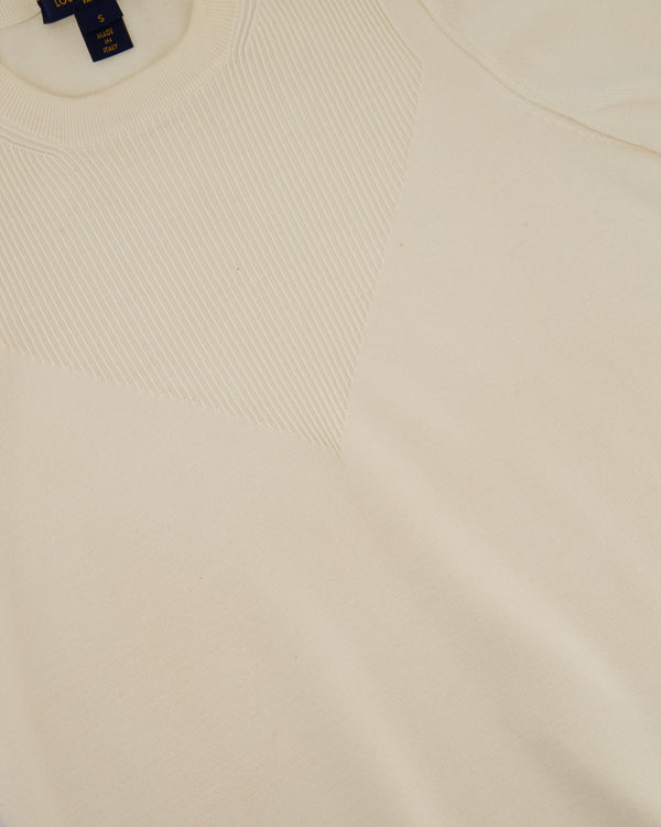 Louis Vuitton Cream Puff Sleeve Fine Knit Top with Logo Button Detail Size S (UK 8)