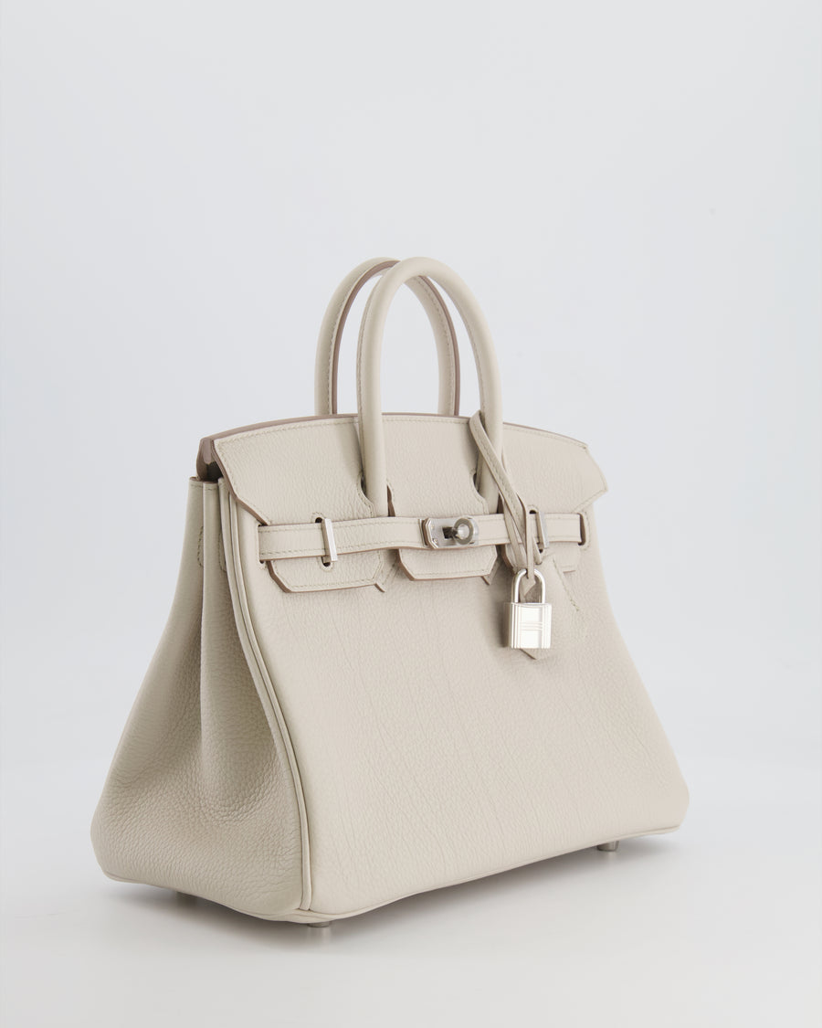 *RARE* Hermès Birkin 25cm Bag Retourne in Beton Togo Leather with Palladium Hardware