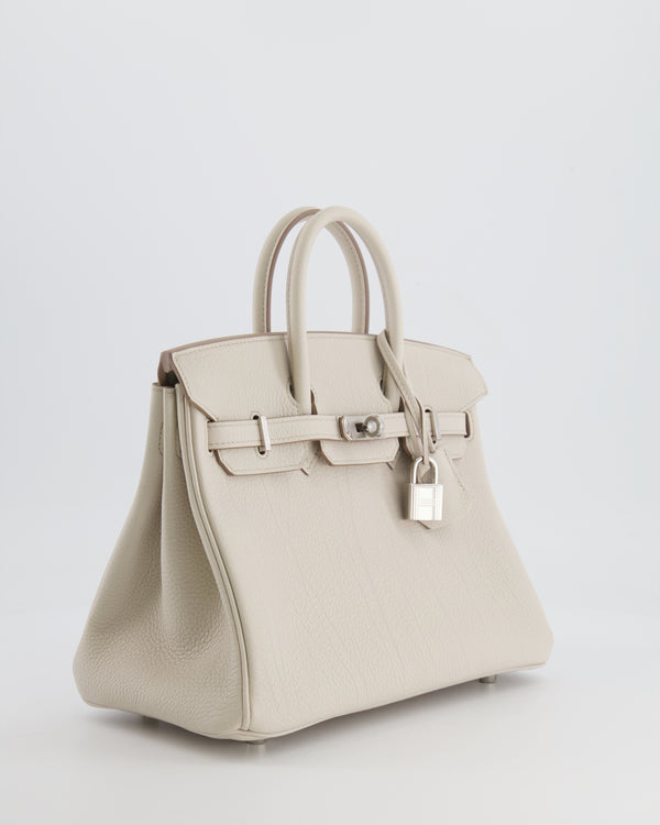 *RARE* Hermès Birkin 25cm Bag Retourne in Beton Togo Leather with Palladium Hardware
