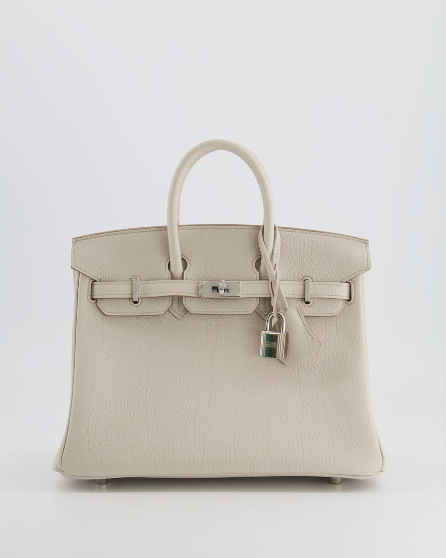 *RARE* Hermès Birkin 25cm Bag Retourne in Beton Togo Leather with Palladium Hardware