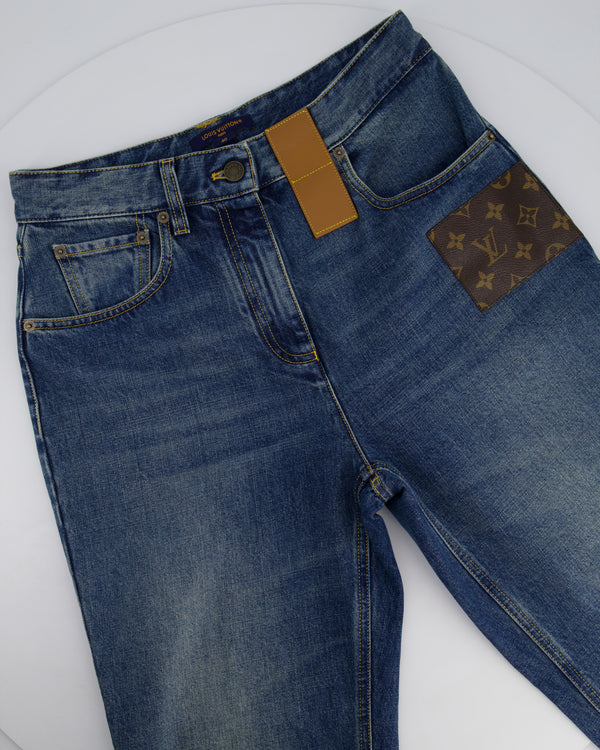 Louis Vuitton Monogram Patch Blue Denim Jeans Size FR 40 (UK 12)