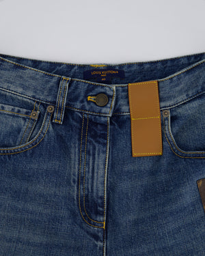 Louis Vuitton Monogram Patch Blue Denim Jeans Size FR 40 (UK 12)