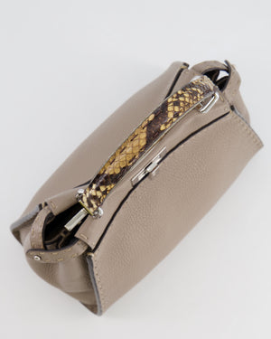 Fendi Taupe Leather Small Peekaboo Bag with Silver Hardware and Snakeskin Top Handle RRP £3,900