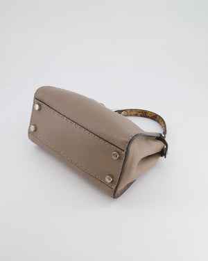 Fendi Taupe Leather Small Peekaboo Bag with Silver Hardware and Snakeskin Top Handle RRP £3,900
