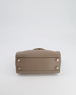 Fendi Taupe Leather Small Peekaboo Bag with Silver Hardware and Snakeskin Top Handle RRP £3,900