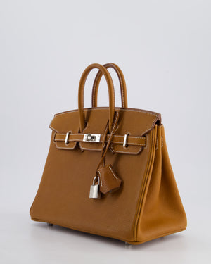 *RARE* Hermès Birkin 25cm Retourne in Fauve Barenia Faubourg Leather with Palladium Hardware
