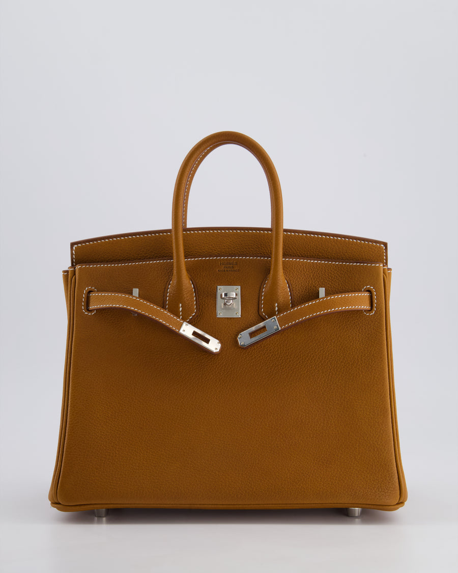 *RARE* Hermès Birkin 25cm Retourne in Fauve Barenia Faubourg Leather with Palladium Hardware
