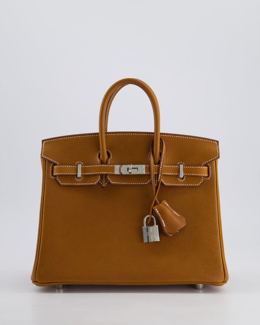 *RARE* Hermès Birkin 25cm Retourne in Fauve Barenia Faubourg Leather with Palladium Hardware