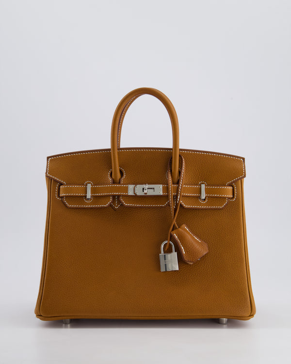 *RARE* Hermès Birkin 25cm Retourne in Fauve Barenia Faubourg Leather with Palladium Hardware