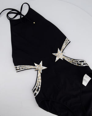 Chanel Black Halter Neck Once Piece Swimsuit with Shooting Star Embellishment with Pearls&nbsp; FR 36 (UK 8)