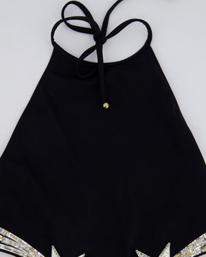 Chanel Black Halter Neck Once Piece Swimsuit with Shooting Star Embellishment with Pearls&nbsp; FR 36 (UK 8)