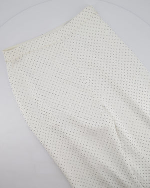 Nadine Merabi White Bra Flare Trousers with Silver Rhinestone Embellishment Size S (UK 8)