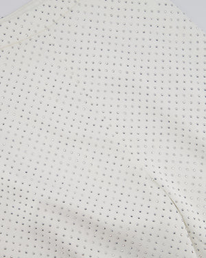 Nadine Merabi White Bra Flare Trousers with Silver Rhinestone Embellishment Size S (UK 8)