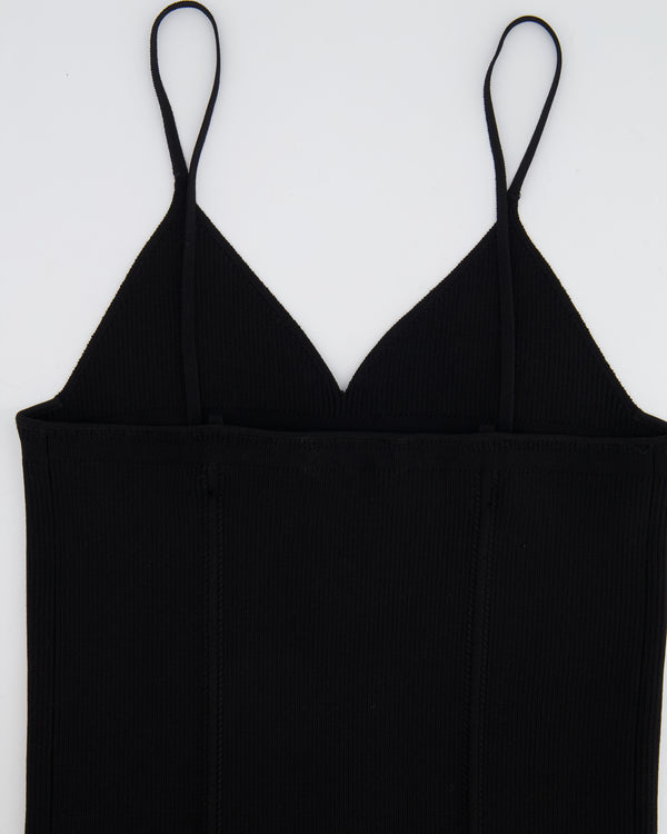 Chanel Black Sleeveless Top with Crystal CC Logo Detail Size FR 36 (UK 8)