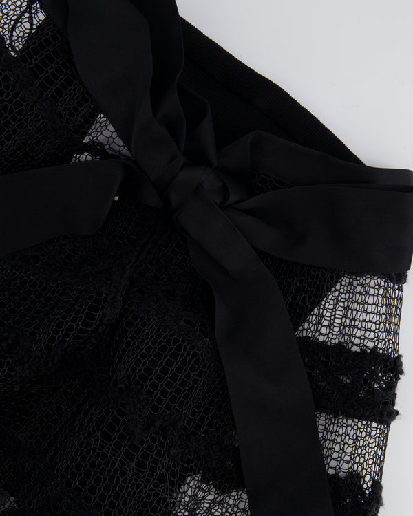 Chanel Black Midi Tulle Skirt with CC Logo Embellishment Details Size FR 36 (UK 8)