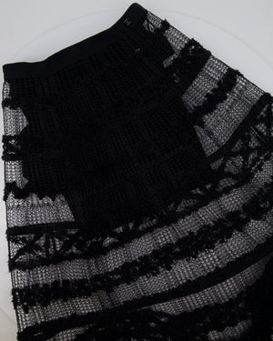 Chanel Black Midi Tulle Skirt with CC Logo Embellishment Details Size FR 36 (UK 8)