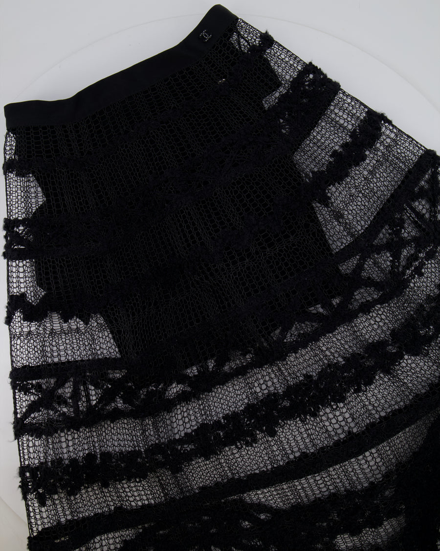 Chanel Black Midi Tulle Skirt with CC Logo Embellishment Details Size FR 36 (UK 8)