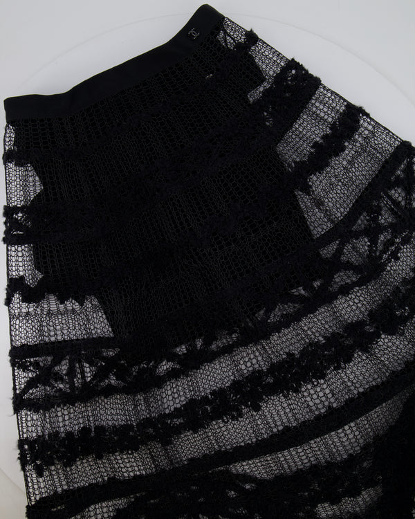Chanel Black Midi Tulle Skirt with CC Logo Embellishment Details Size FR 36 (UK 8)
