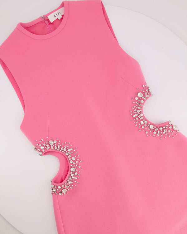 A.L.C Pink Cut-Out Mini Dress with Crystal Embellishments Size US 2 (UK 6) RRP £700