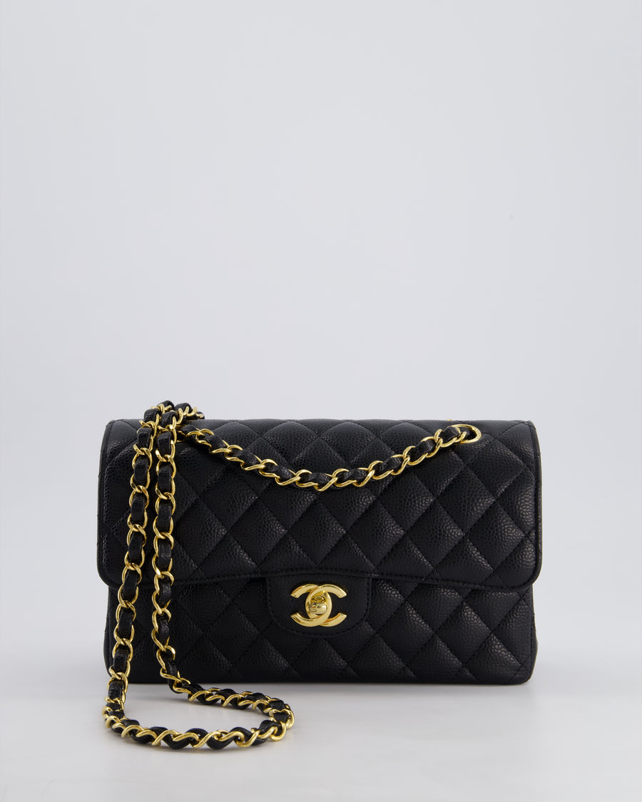 Chanel Black Small Classic Double Flap Bag in Caviar Leather with Gold Hardware