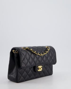 Chanel Black Small Classic Double Flap Bag in Caviar Leather with Gold Hardware