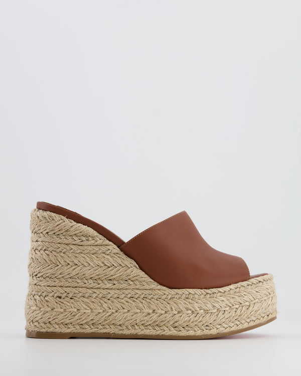 Christian Louboutin Brown Ariella Zeppa Leather Heeled Espadrilles Mules Size EU 39 RRP £690