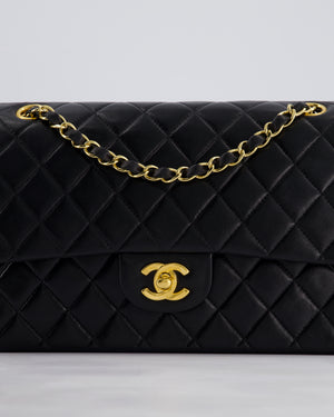 *STUNNING VINTAGE* Chanel Vintage Black Medium Classic Double Flap Bag in Lambskin Leather with 24k Gold Hardware