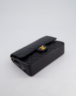 *STUNNING VINTAGE* Chanel Vintage Black Medium Classic Double Flap Bag in Lambskin Leather with 24k Gold Hardware