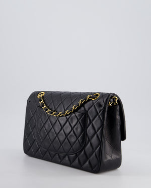 *STUNNING VINTAGE* Chanel Vintage Black Medium Classic Double Flap Bag in Lambskin Leather with 24k Gold Hardware