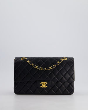 *STUNNING VINTAGE* Chanel Vintage Black Medium Classic Double Flap Bag in Lambskin Leather with 24k Gold Hardware
