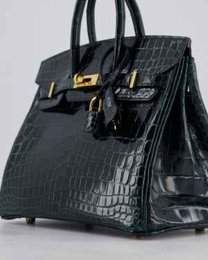 *EXTRA RARE* Hermès Birkin Retourne 25cm Bag in Vert Cypress Niloticus Crocodile Leather with Gold Hardware