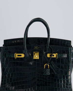 *EXTRA RARE* Hermès Birkin Retourne 25cm Bag in Vert Cypress Niloticus Crocodile Leather with Gold Hardware