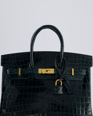 *EXTRA RARE* Hermès Birkin Retourne 25cm Bag in Vert Cypress Niloticus Crocodile Leather with Gold Hardware