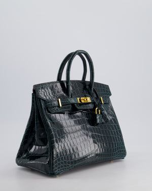 *EXTRA RARE* Hermès Birkin Retourne 25cm Bag in Vert Cypress Niloticus Crocodile Leather with Gold Hardware