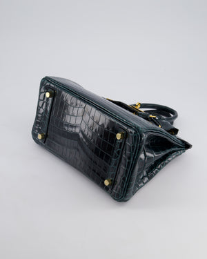 *EXTRA RARE* Hermès Birkin Retourne 25cm Bag in Vert Cypress Niloticus Crocodile Leather with Gold Hardware
