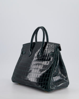 *EXTRA RARE* Hermès Birkin Retourne 25cm Bag in Vert Cypress Niloticus Crocodile Leather with Gold Hardware