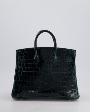 *EXTRA RARE* Hermès Birkin Retourne 25cm Bag in Vert Cypress Niloticus Crocodile Leather with Gold Hardware