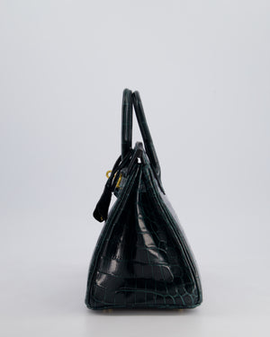 *EXTRA RARE* Hermès Birkin Retourne 25cm Bag in Vert Cypress Niloticus Crocodile Leather with Gold Hardware