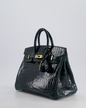 *EXTRA RARE* Hermès Birkin Retourne 25cm Bag in Vert Cypress Niloticus Crocodile Leather with Gold Hardware