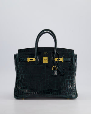 *EXTRA RARE* Hermès Birkin Retourne 25cm Bag in Vert Cypress Niloticus Crocodile Leather with Gold Hardware