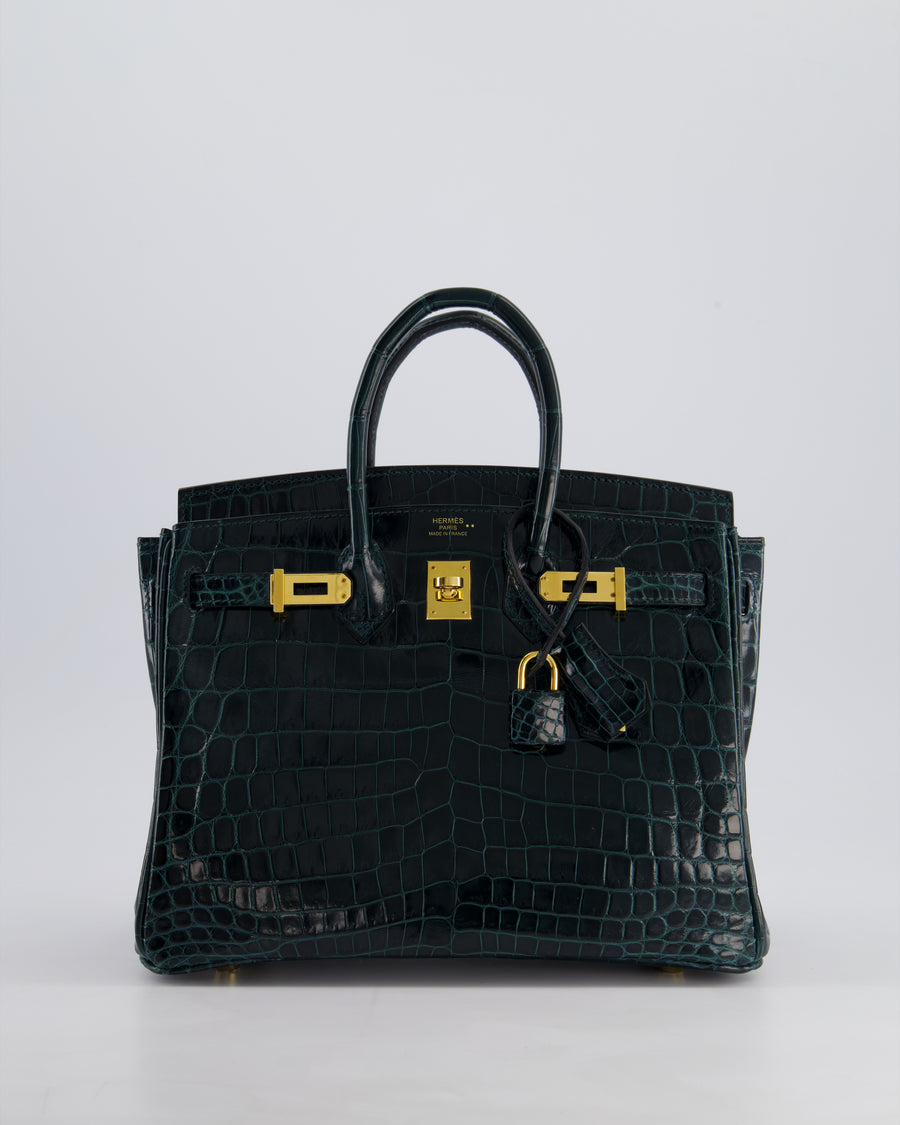*EXTRA RARE* Hermès Birkin Retourne 25cm Bag in Vert Cypress Niloticus Crocodile Leather with Gold Hardware