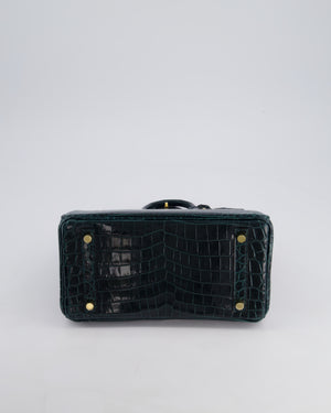 *EXTRA RARE* Hermès Birkin Retourne 25cm Bag in Vert Cypress Niloticus Crocodile Leather with Gold Hardware