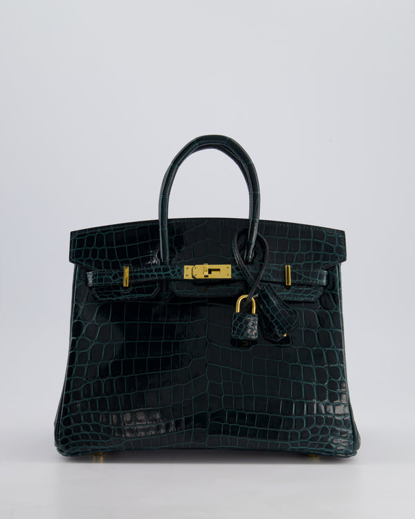 *EXTRA RARE* Hermès Birkin Retourne 25cm Bag in Vert Cypress Niloticus Crocodile Leather with Gold Hardware