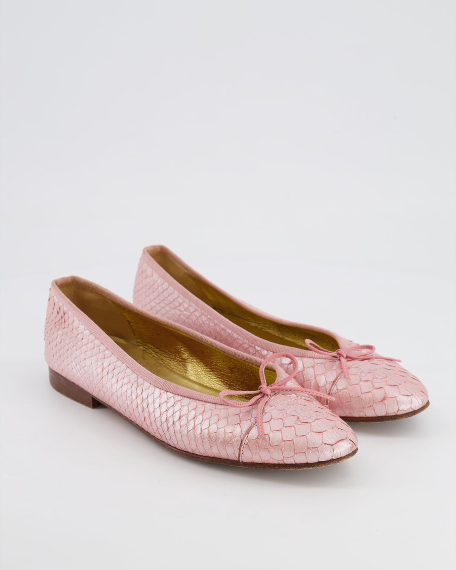 Chanel Pink Iridescent Python Ballerina Size 38C