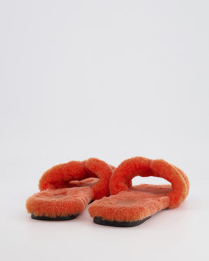 Hermès Orange Sunset Wool Oran Sandals Size EU 38.5