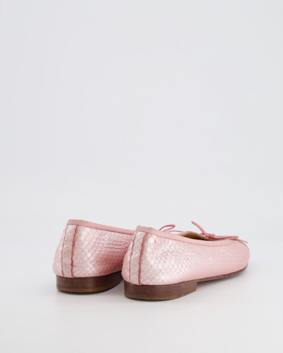 Chanel Pink Iridescent Python Ballerina Size 38C