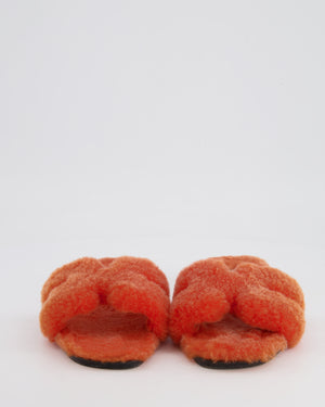 Hermès Orange Sunset Wool Oran Sandals Size EU 38.5
